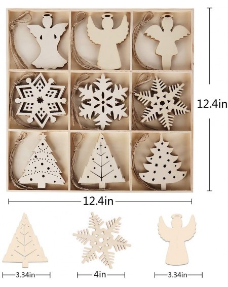 Ornaments Wooden Ornaments to Paint Christmas- 27PCS Xmas Ornaments Snowflakes Shaped Embellishments Hanging Ornaments Christ...