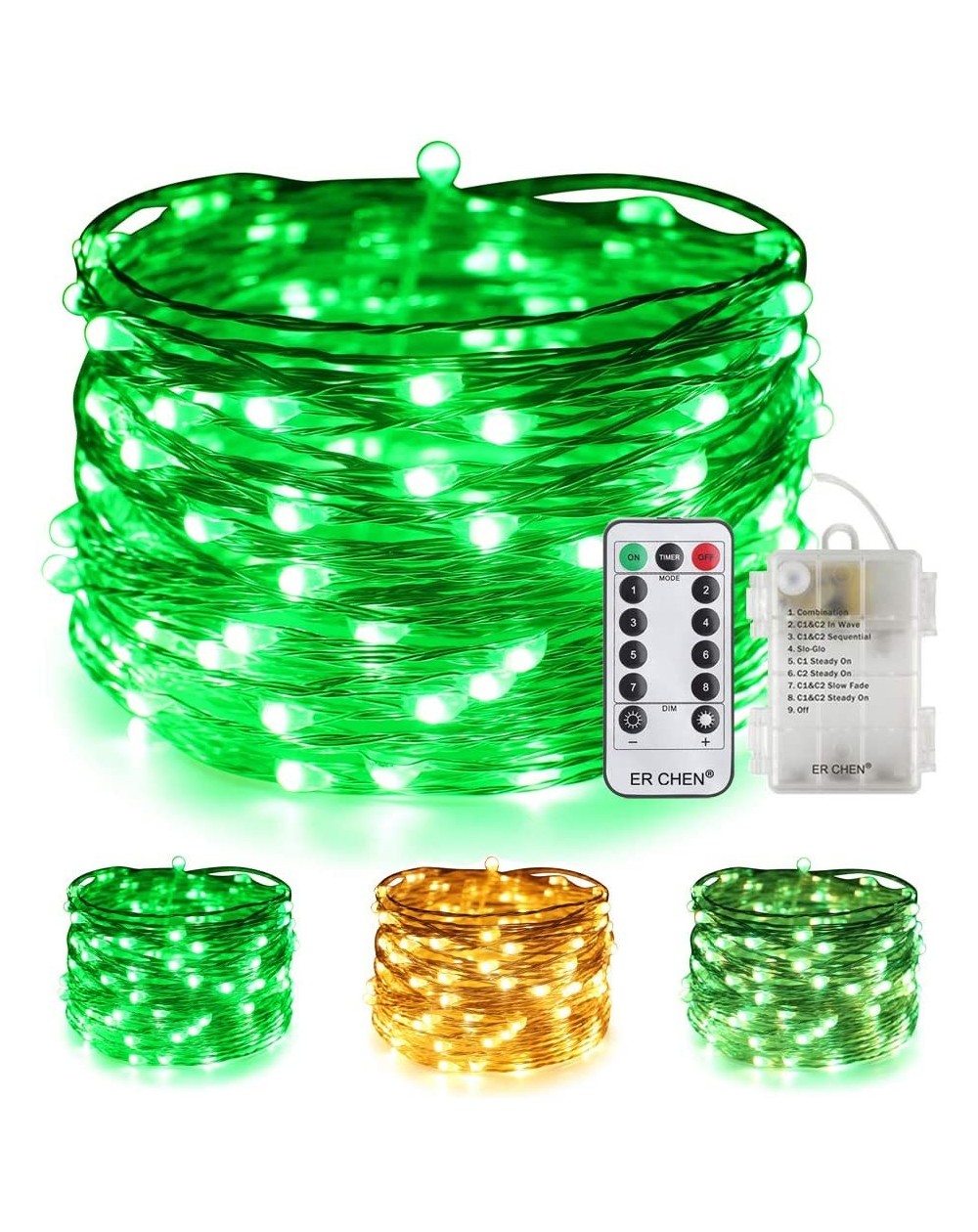 Outdoor String Lights Color Changing Battery Operated Fairy Lights- 33ft 100 LED 8 Modes Silvery Copper Wire Twinkle String L...