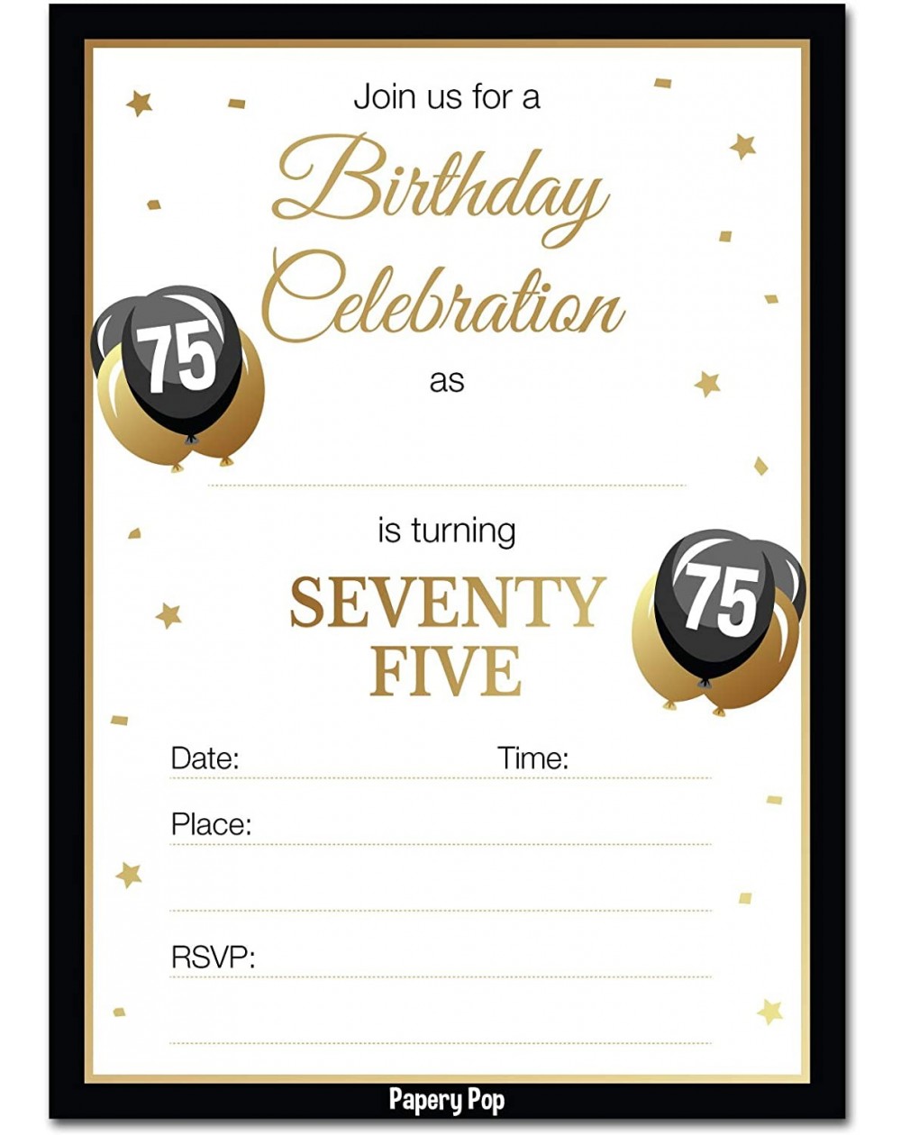 Invitations 75th Birthday Invitations with Envelopes (30 Count) - 75 Seventy-Five Year Old Anniversary Party Celebration Invi...