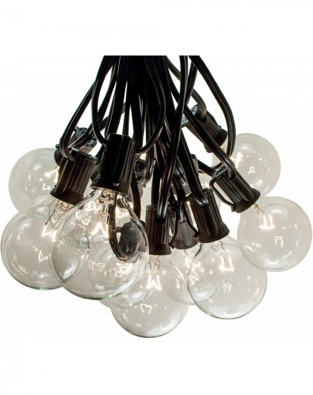 Outdoor String Lights 10 Foot Outdoor Globe String Lights (10 Foot- G50 Clear - Black Wire - 2" 7 Watt Bulbs) - G50 Clear - B...