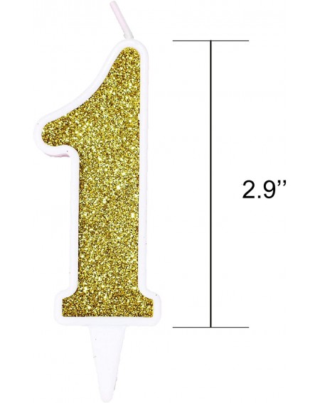Cake Decorating Supplies Birthday Candles Big Number Gold Candle Cake Topper Decoration Numeral First Birthday Candle (Gold- ...