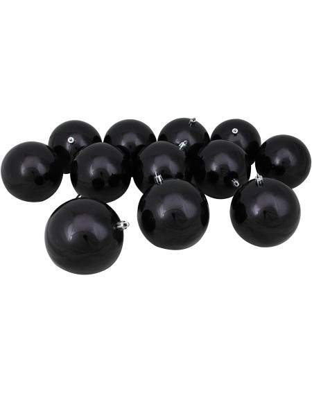 Ornaments 12ct Jet Black Shatterproof Christmas Ball Ornaments 4" (100mm) - CC186OLZWN4 $29.14
