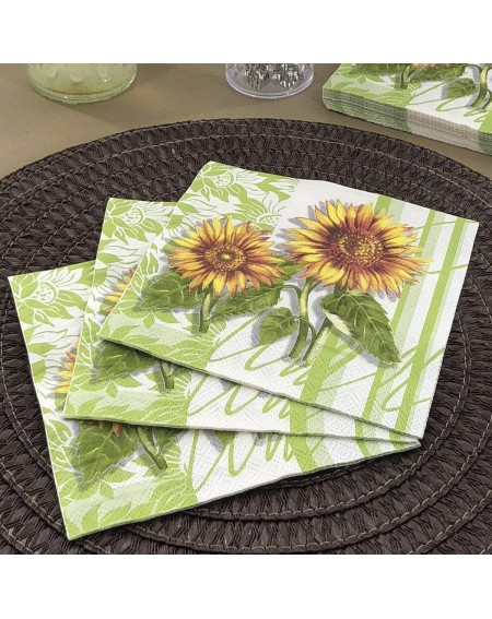 Tableware Decorative Floral Paper Lunch Napkins - Sunflower- 20 Count- 6.5 inch - Sunflower - C81864MMXWO $11.00