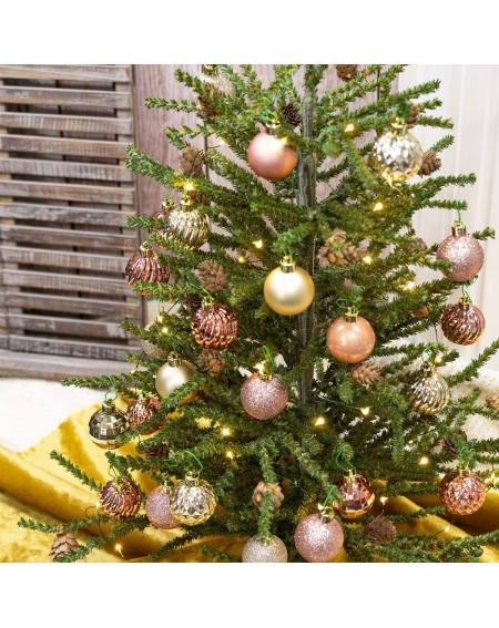 Ornaments 34ct Christmas Ball Ornaments Champagne 1.57-Inch Shatterproof Christmas Decorations Tree Balls Small for Holiday W...