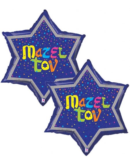 Balloons Set of 2 Glitter Mazel Tov Star 24" Foil Party Balloons - CM18UE7292G $14.02
