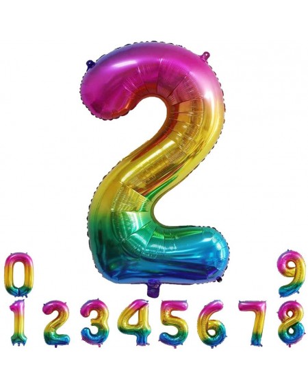 Balloons 40 Inch Large Rainbow Balloon Number 2 Balloon Helium Foil Mylar Balloons Party Festival Decorations Birthday Annive...