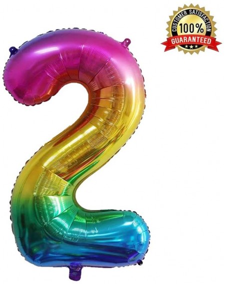 Balloons 40 Inch Large Rainbow Balloon Number 2 Balloon Helium Foil Mylar Balloons Party Festival Decorations Birthday Annive...