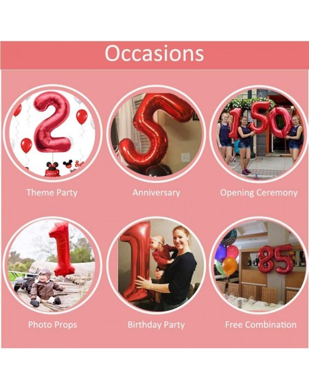Balloons Large Number 0 Balloons Red Giant Helium Big Foil Mylar Balloons Birthday Party Decorations Wedding Decor 40 Inch (N...