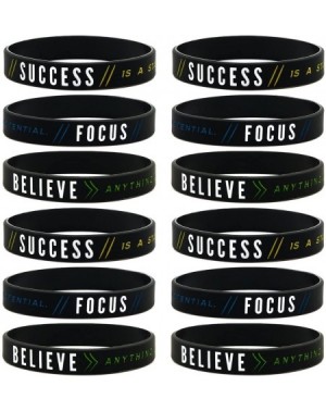 Favors (12-Pack) Motivational Silicone Wristbands -"Success- Focus & Believe" Wholesale Bulk Pack of 12 Silicone Bracelets - ...