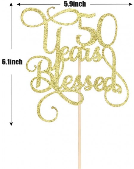 Cake & Cupcake Toppers Gold Glitter 50 Years Blessed Cake Topper - for 50th Wedding Anniversary / 50th Anniversary Party / 50...