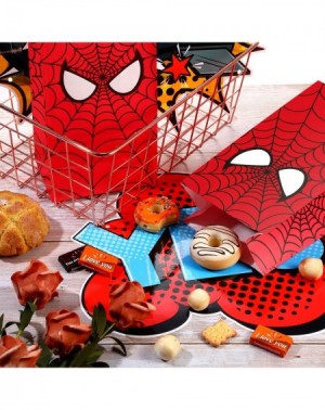 Party Favors 30 Pieces Hero Party Treat Bags Spider Web Printed Kraft Paper Goodie Bags Gift Bags Candy Bags for Hero Theme B...