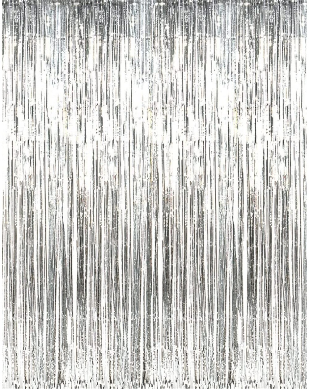 Photobooth Props 3.2 ft x 9.8 ft Metallic Tinsel Foil Fringe Curtains for Party Photo Backdrop Wedding Decor (Silver-1 Pack) ...