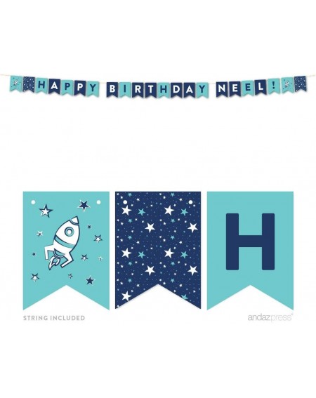 Invitations Personalized Space Galaxy Birthday Hanging Pennant Party Banner with String- Happy Birthday Neel!- 1-Pack- Approx...