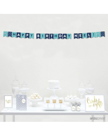 Invitations Personalized Space Galaxy Birthday Hanging Pennant Party Banner with String- Happy Birthday Neel!- 1-Pack- Approx...