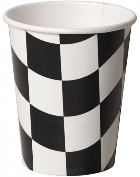 Party Tableware 8 Count Hot or Cold Beverage Cups- Black and White Check - CU11CE9Q3U3 $18.02