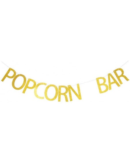 Banners & Garlands Popcorn Bar Banner- Gold Glitter Letters Popcorn Snacks S'Mores Candy Bar Buffet Decorations - CX18DA4ET4X...