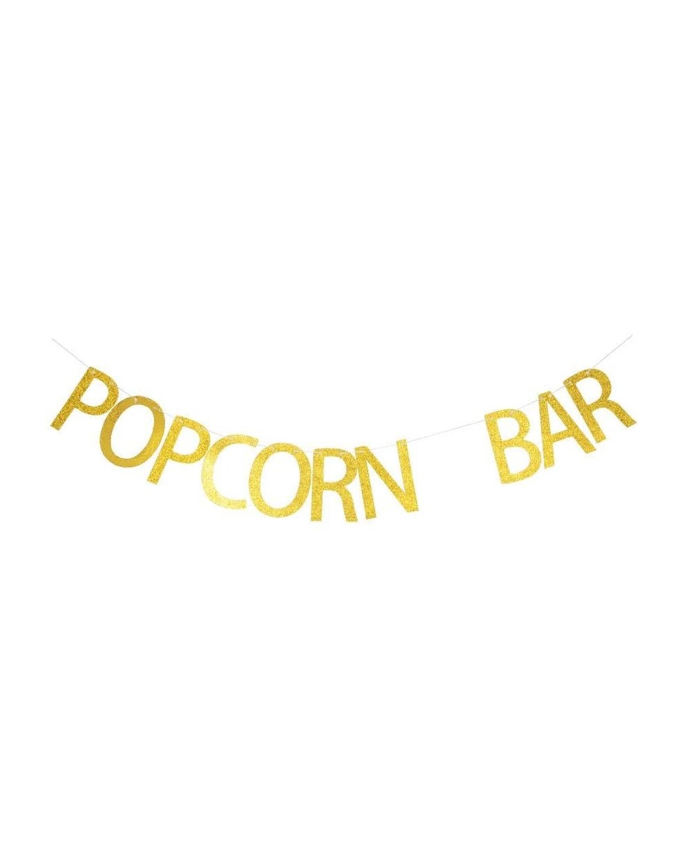 Banners & Garlands Popcorn Bar Banner- Gold Glitter Letters Popcorn Snacks S'Mores Candy Bar Buffet Decorations - CX18DA4ET4X...