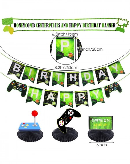 Banners 42 Pieces Video Game Party Supplies Happy Birthday Gaming Banner Hanging Paper Fans Centerpiece Table Decorations Vid...