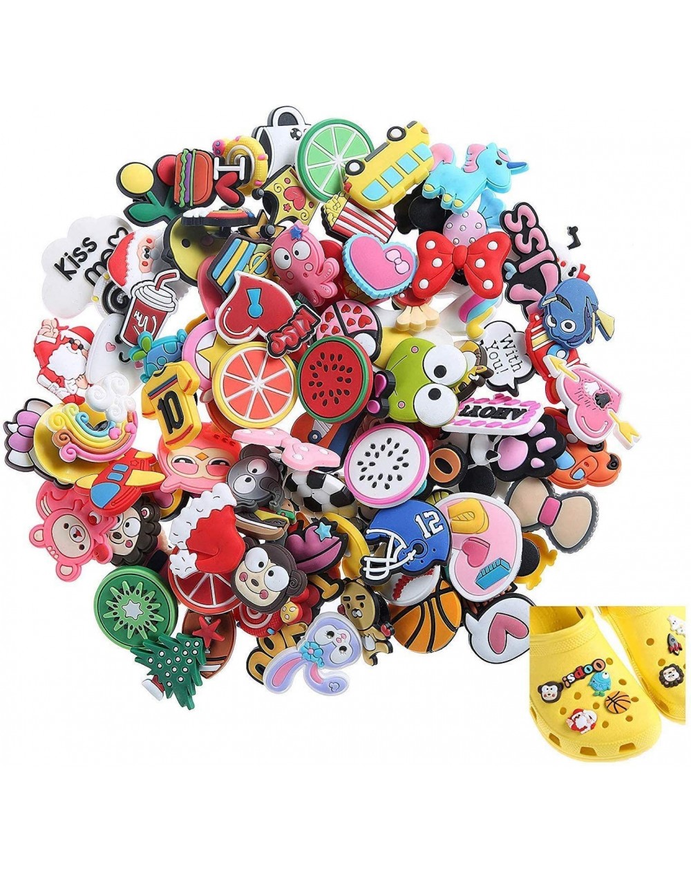 Party Favors 150pcs Different Shape Shoes Charms Fits for Clog Shoes & Wristband Bracelet Party Gifts - CT193MSLNOZ $15.61