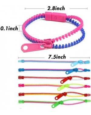 Party Favors 55pcs Zipper Bracelets-7.5 Inches Friendship Fidget Bracelets Neon Colors Sensory Bracelets Mixed Color Fidget B...