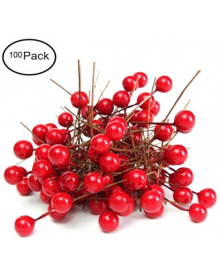 Wreaths Christmas Tree Artificial Red Holly Berry Pick Branch Wreath Pack of 100 - C612NQABT48 $18.75