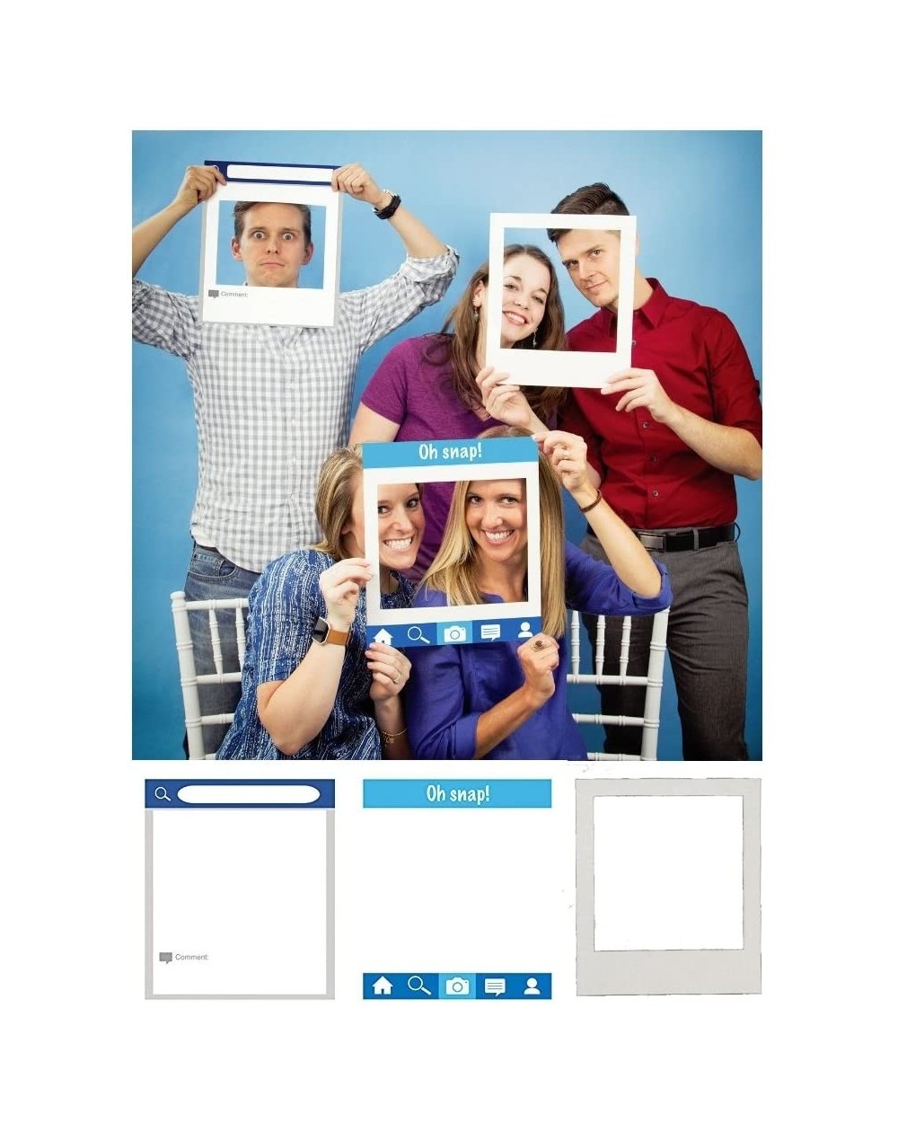 Photobooth Props (324566) 3-Piece Photo Prop Frames- Social Media Snaps - C617YC606L7 $7.86