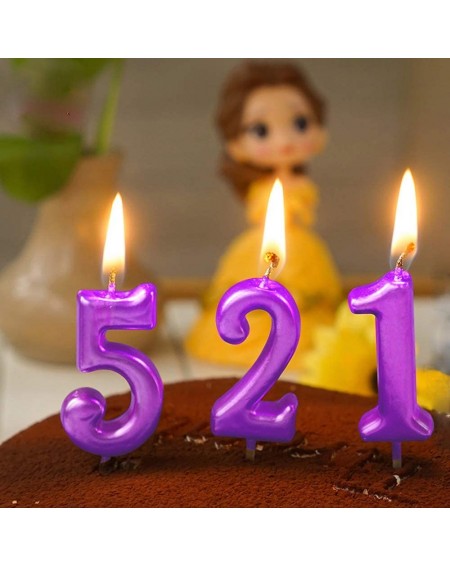Birthday Candles 7th Birthday Candle Seven Years Purple Happy Birthday Number 7 Candles for Cake Topper Decoration for Party ...