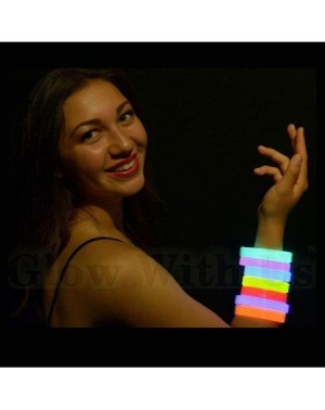 Favors Glow Sticks Bulk Wholesale Wristbands- 25 9" Yellow Triple-Wide Glow Bracelets- Bright Color- Glow 8-12 Hrs- 25 Connec...