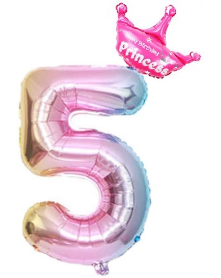 Balloons Aluminum Film 32 Inch Digital Crown Foil Number 5 Balloons Gradient Color Digital Balloon Birthday Party Decoration ...