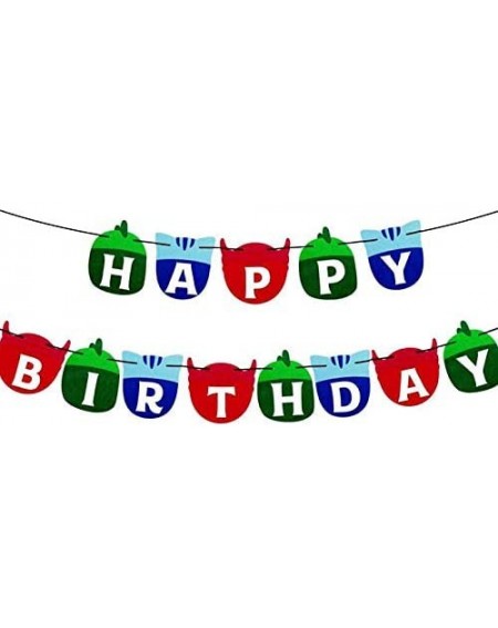 Banners Happy Birthday Party Banner for PJ Inspired Masks for Kids Party Decorations Party Supplies - CH190MUKZIN $11.29