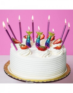 Birthday Candles Mermaid Tail Cake Topper with Thin Candles in Holders (Pink Metallic- 28 Pack) - CN18T3QI843 $13.14