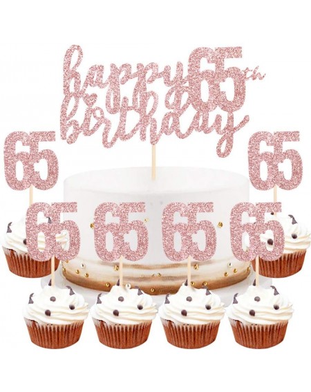 Cake & Cupcake Toppers Happy Birthday Cake Topper Rose Gold 65th Birthday Happy Cake Topper Digital 65Paper Cup Cake Topper B...