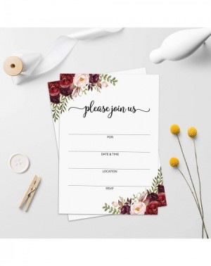 Invitations Blank Floral Invitations (Set of 24 with Envelopes) 5x7 Inches- Fill-in Invites for Party- Wedding- Bridal- Baby ...
