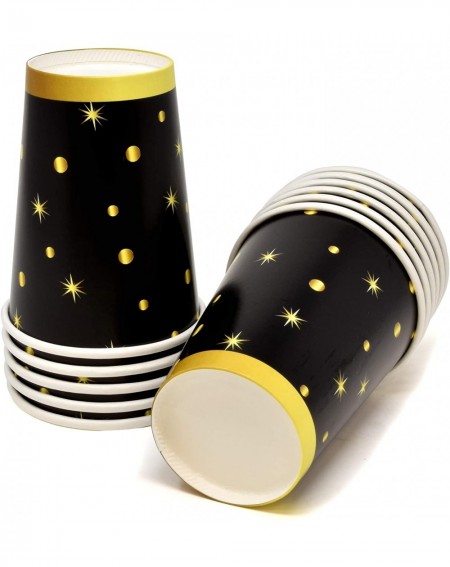 Tableware Celebrate Black & Gold Party Supplies Tableware Set 24 9" Paper Plates 24 7" Plate 24 9 Oz Cups 50 Lunch Napkins fo...