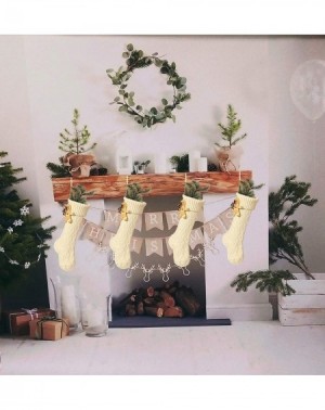 Stockings & Holders Pack 4-18" Unique Ivory Cream Knit Christmas Stockings for Holiday Decor - Ivory - C718AG995YX $32.61