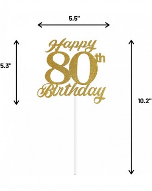 Cake & Cupcake Toppers 80th Birthday Cake Topper- 80th Happy Birthday Party Decoration with Premium Gold Glitter - CU18TD7QEY...