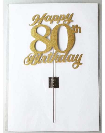 Cake & Cupcake Toppers 80th Birthday Cake Topper- 80th Happy Birthday Party Decoration with Premium Gold Glitter - CU18TD7QEY...