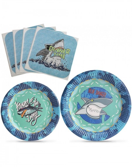 Party Packs Shark Birthday Decorations - Shark Party Supplies Shark Plates and Napkins for Boys Birthday Baby Shower Pool Par...