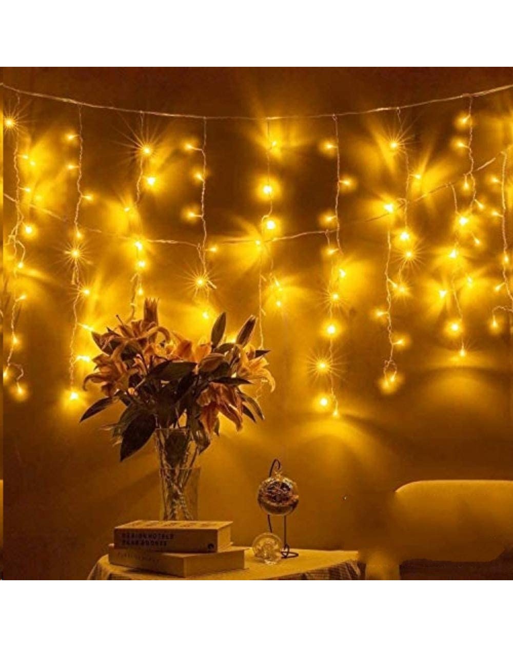 Indoor String Lights Curtain Lights- 144 LEDs Fairy String Light with 8 Lighting Modes-Indoor Outdoor Decorative Christmas Tw...