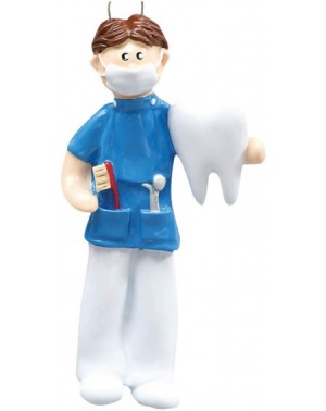 Ornaments Personalized Dentist Christmas Tree Ornament 2020 - Brown Hair Man Medical Health Care Dental Surgeon Uniform Hospi...