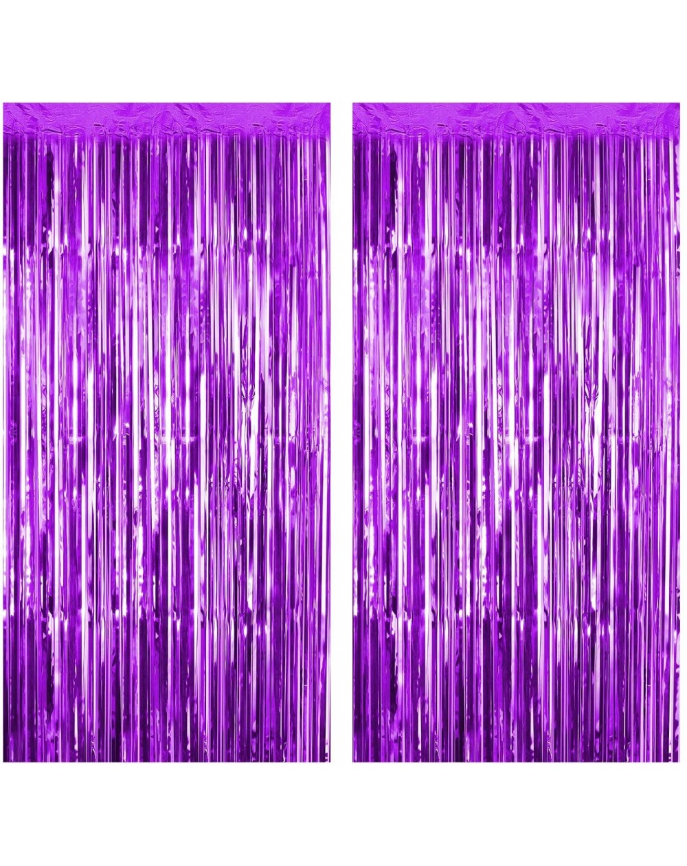 Photobooth Props Foil Fringe Curtains Metallic Tinsel Mylar Curtain for Party Photo Backdrop Wedding Decor (Purple- 2-Pack) -...