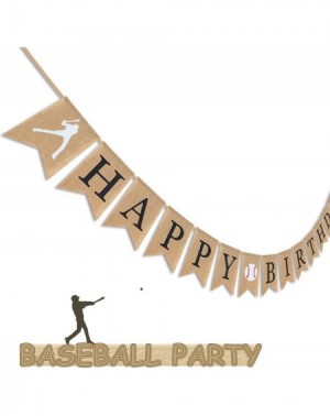 Banners & Garlands Baseball Birthday Jute Burlap Banner - Game Day Rustic Homerun Party Favors Decorations - MLB Party Suppli...