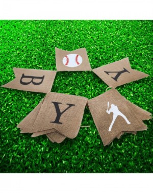 Banners & Garlands Baseball Birthday Jute Burlap Banner - Game Day Rustic Homerun Party Favors Decorations - MLB Party Suppli...