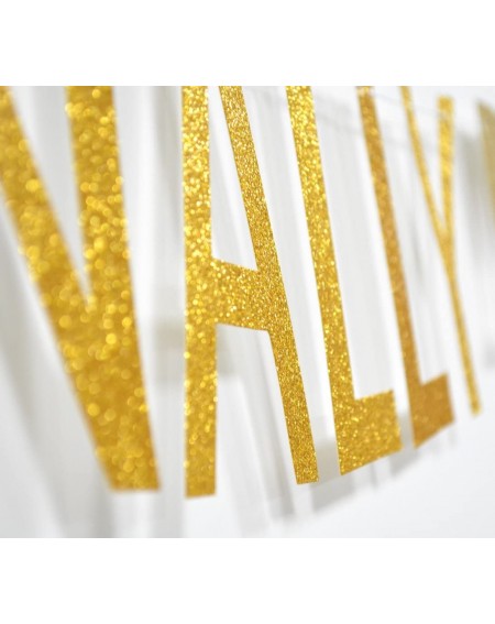 Banners & Garlands Finally 21 Gold Glitter Banner for 21st Birthday Anniversary Party Decoration - CR185Q63YXX $10.04