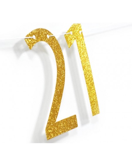 Banners & Garlands Finally 21 Gold Glitter Banner for 21st Birthday Anniversary Party Decoration - CR185Q63YXX $10.04