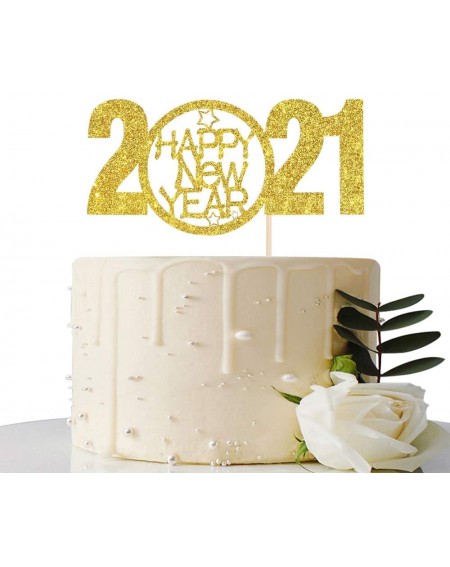 Cake & Cupcake Toppers Gold Glitter Happy New Year 2021 Cake Topper - Hello 2021- Welcome 2021- Cheers to 2021 Cake Topper- M...