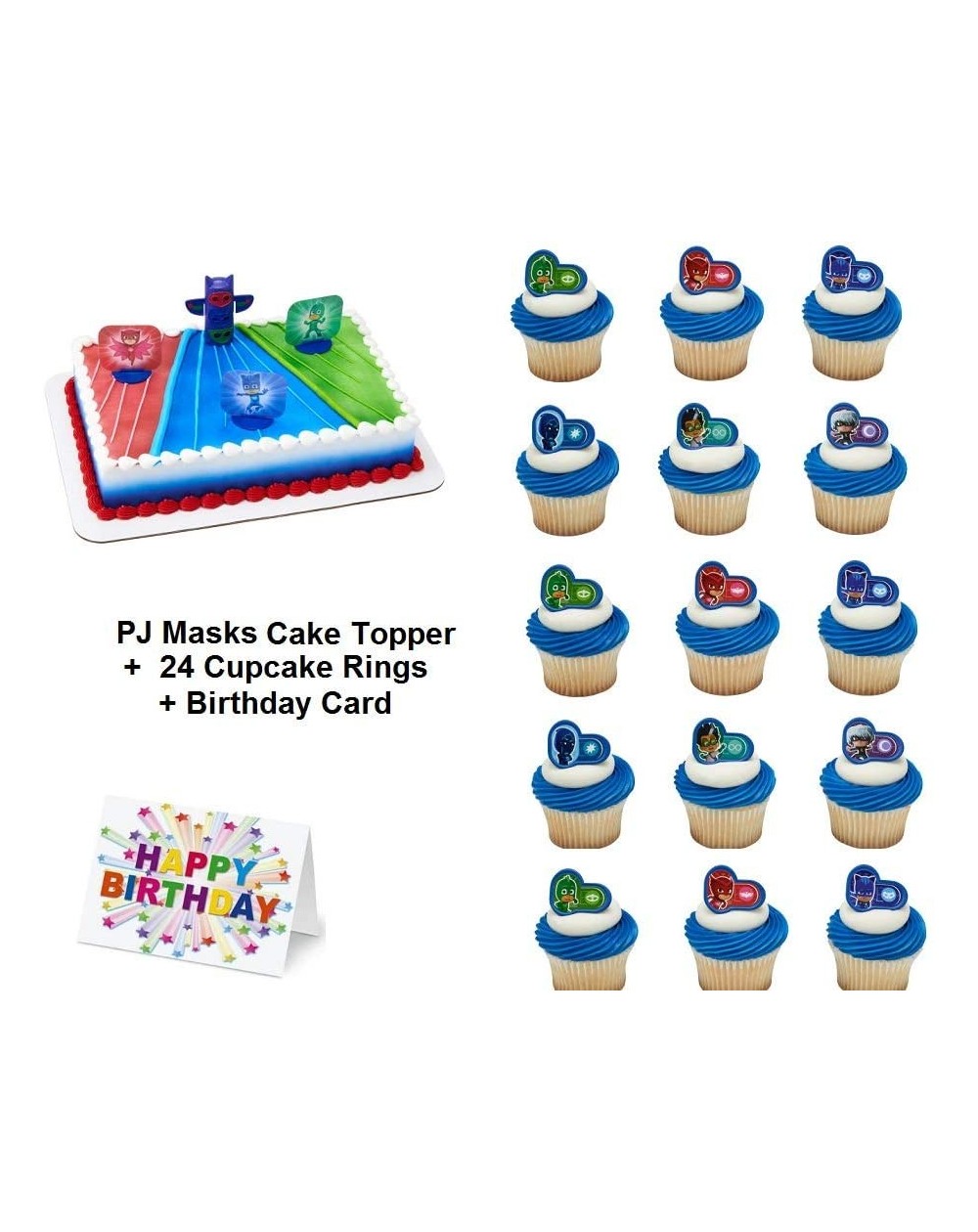 Cake & Cupcake Toppers Mask PJ Cake Topper Licensed Heroes Set Cupcake 24 Pieces Birthday Supplies Favors Goodies Plus Birthd...