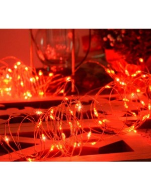 Indoor String Lights Battery Operated Red Christmas Lights Mini- 4 Packs 16.4Ft 50 LED Red LED Mini String Lights- Twinkling ...