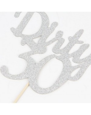 Cake & Cupcake Toppers Silver Glitter Dirty 30 Cake Topper - Thirty Sign - Happy 30th Birthday Party Decorations Supplies - C...