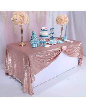 Tablecovers Champagne Rose Gold 60" 120" Sequin Tablecloth for Wedding Party Banquet - Champagne Rose Gold - CP12O106J3Y $23.37